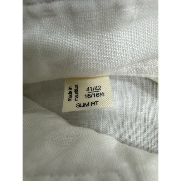 SuitSupply Mens Shirt Pure Linen Leggiuno Sz 16/16.5 41/42 Slim Fit Long Sleeve - Picture 8 of 12